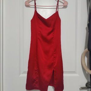 Red silk mini dress XS